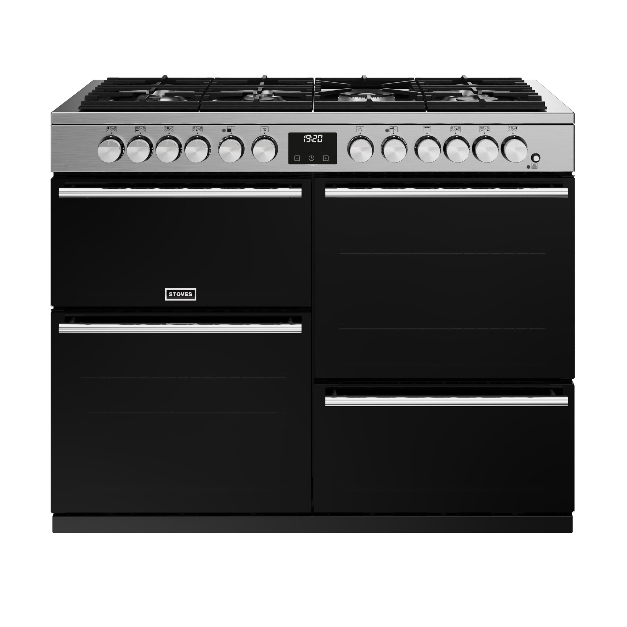 Stoves Precision Deluxe ST DX PREC D1100DF SS 110cm Dual Fuel Range Cooker – Black / Stainless Steel – A Rated #363996