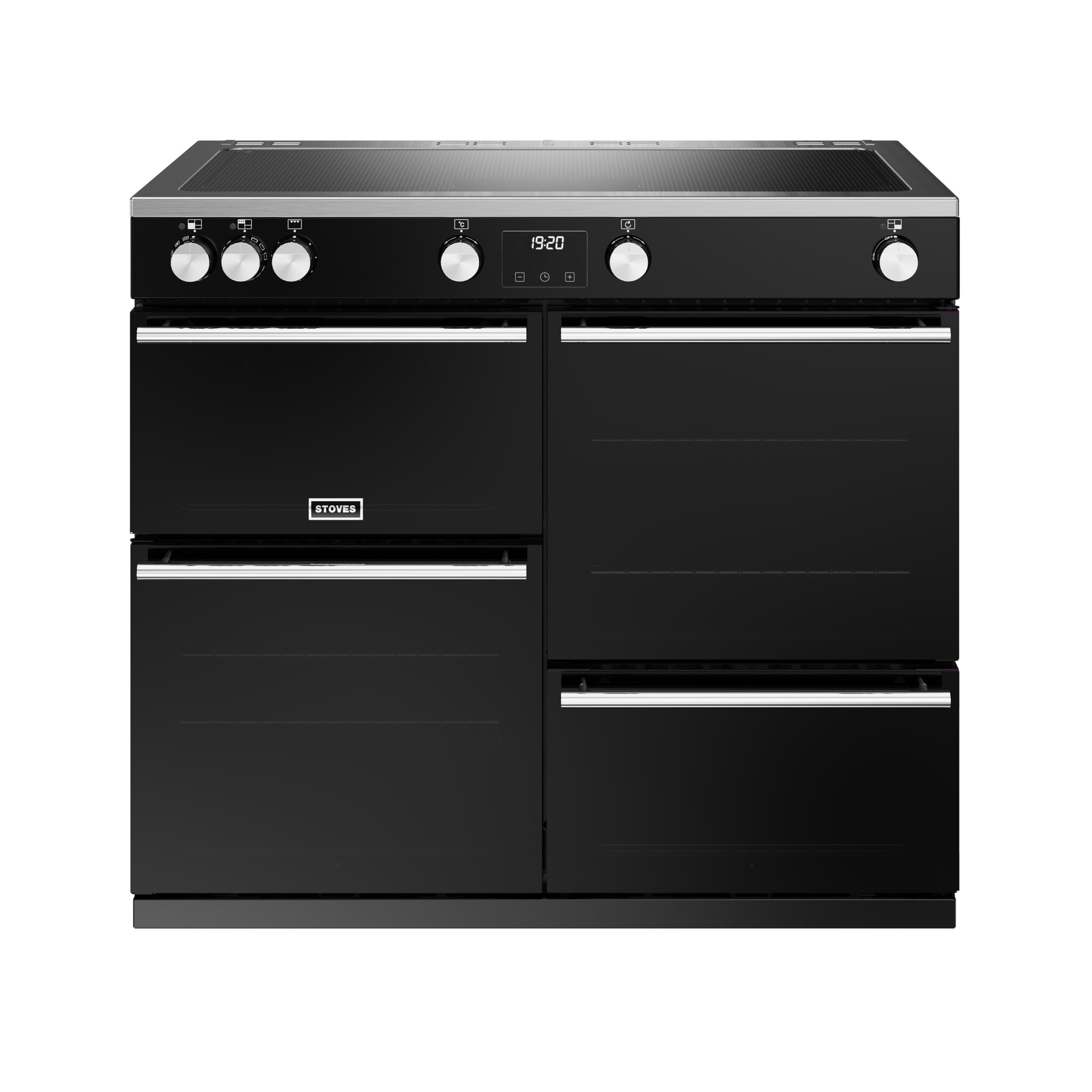 Stoves Precision Deluxe ST DX PREC D1000Ei ZLS BK 100cm Electric Range Cooker with Induction Hob – Black – A Rated #363952