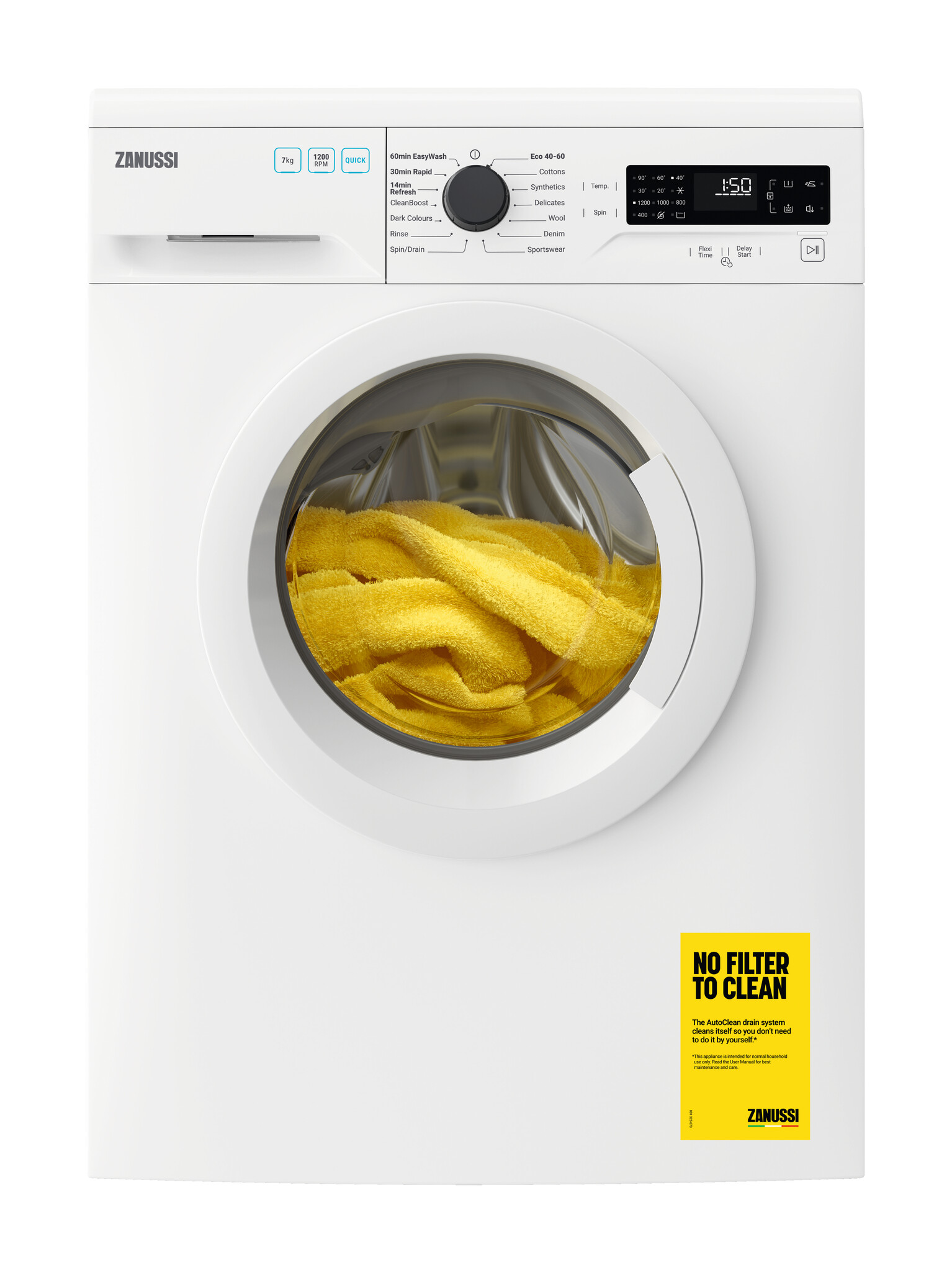 Zanussi Washing Machine 7kg ZWF725B4PW 1200rpm – White