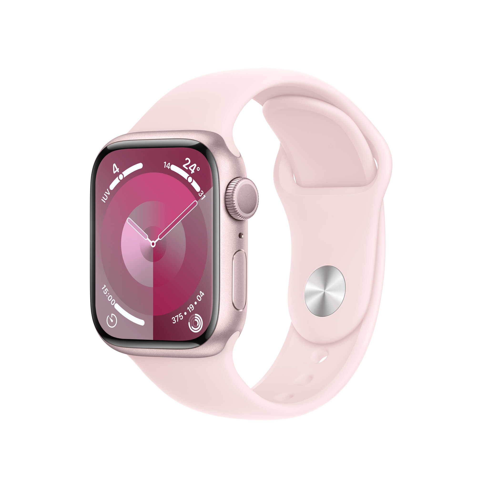 Apple Watch Series 9, 41mm, Pink Aluminium Case, GPS [2023] – Light Pink Sport Band S/M (MR933QA/A) #366340