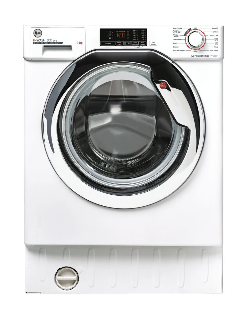 Hoover H-WASH 300 LITE HBWS49D1ACE Integrated 9kg Washing Machine with 1400 rpm – White / Chrome – C Rated #366945