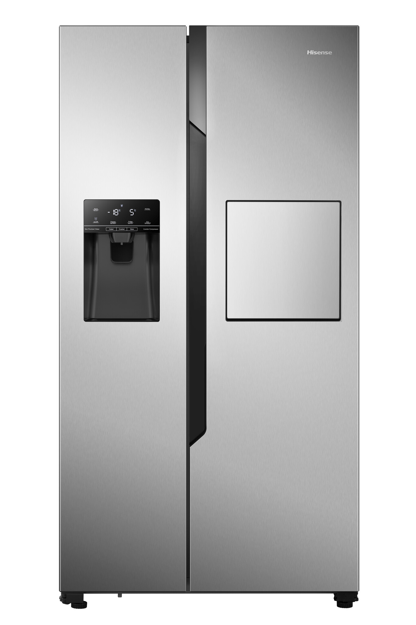 Hisense PureFlat RS694N4BCF Non-Plumbed Frost Free American Fridge Freezer – Stainless Steel – F Rated #367312
