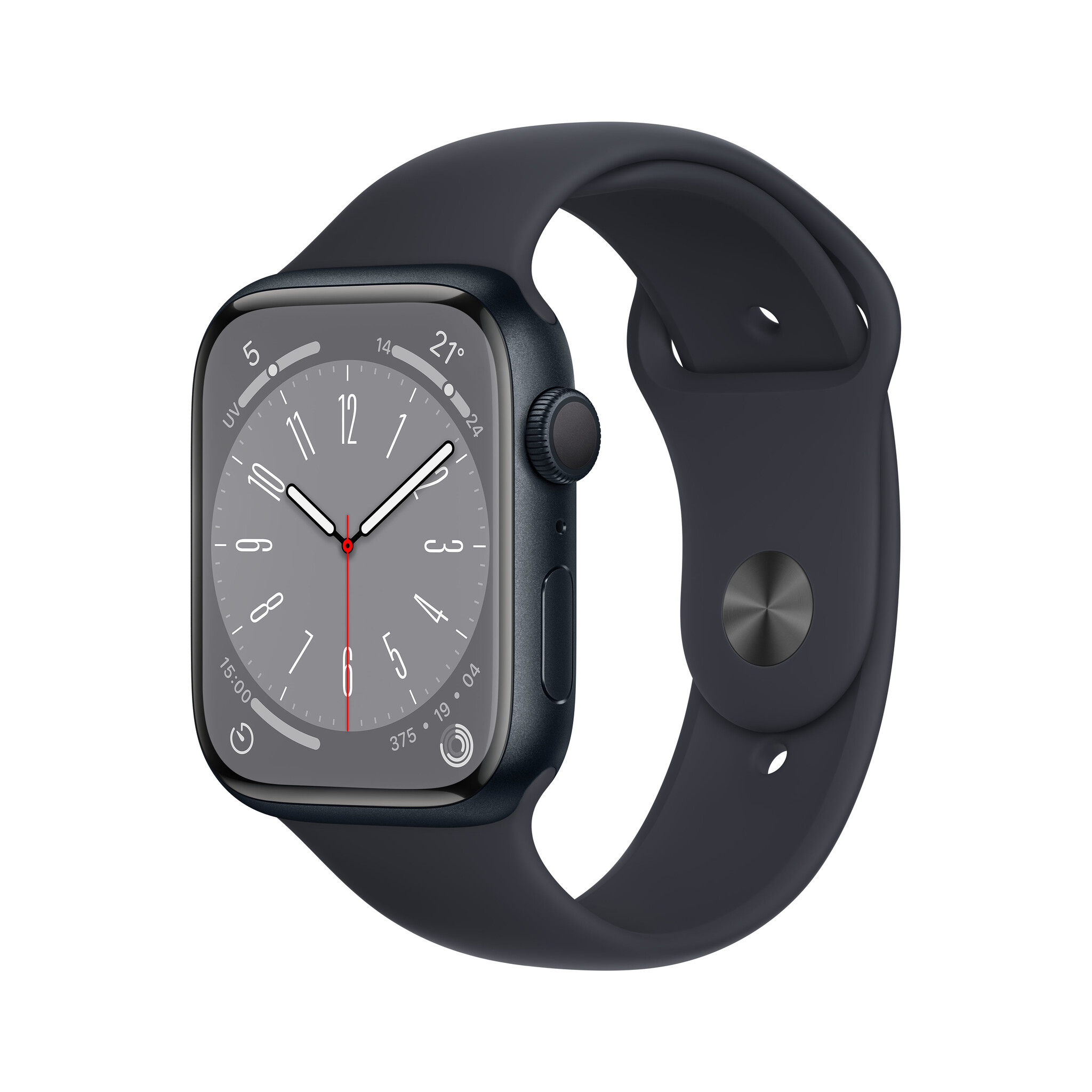 Apple Watch Series 8, 45mm, GPS [2022] – Midnight Aluminium Case with Midnight Sport Band – Regular (MNP13B/A) #366341