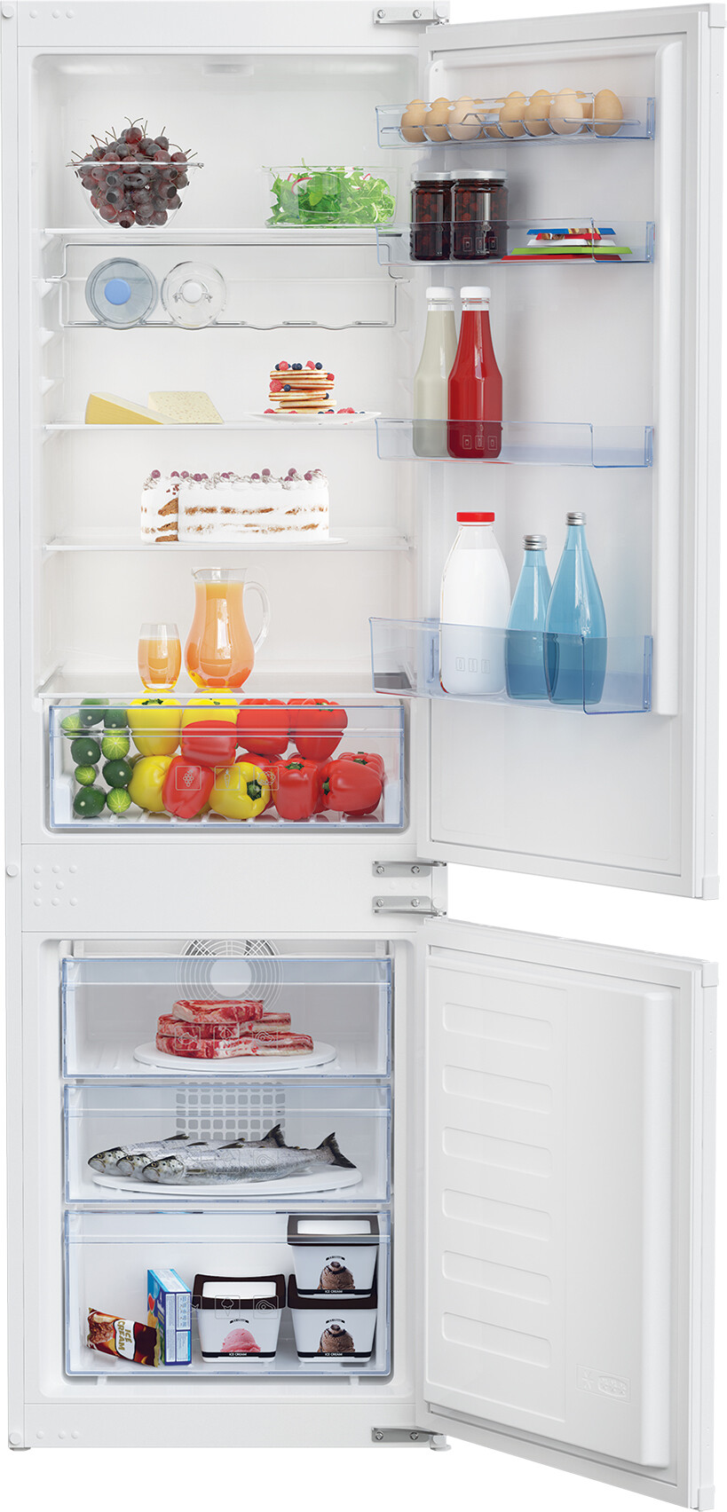 Beko BCFD373 Integrated 70/30 Frost Free Fridge Freezer with Sliding Door Fixing Kit – White – F Rated #366947