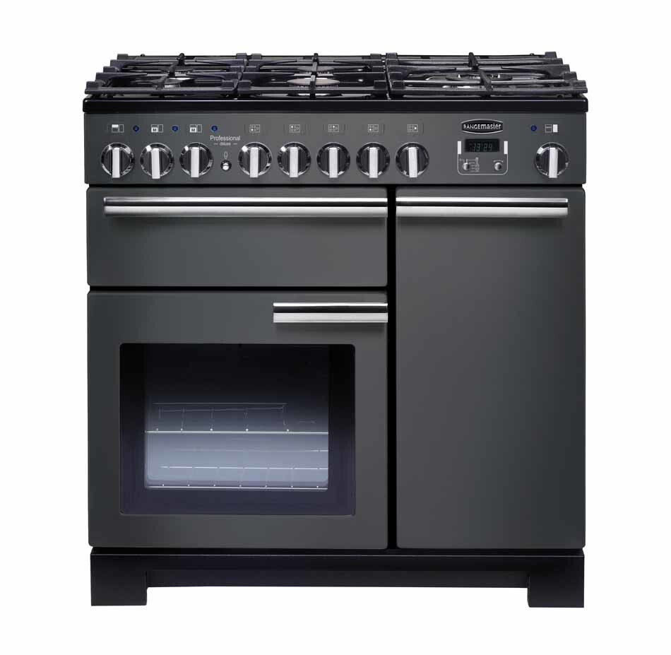 Rangemaster Professional Deluxe PDL90DFFSL/C 90cm Dual Fuel Range Cooker – Slate – A/A Rated #367080