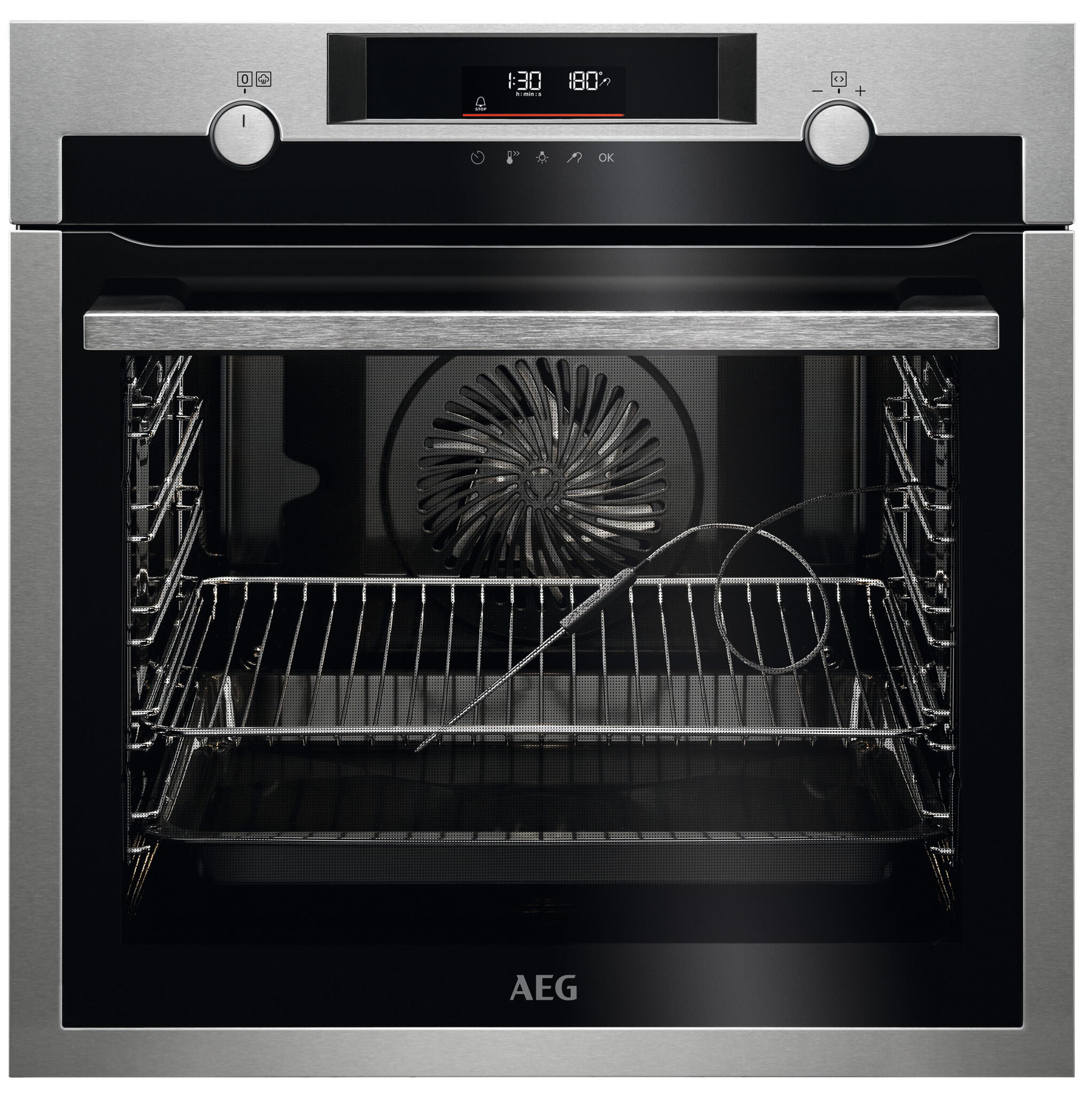 AEG Steambake BPE556060M Built In Electric Single Oven – Stainless Steel / Black – A+ Rated #365934
