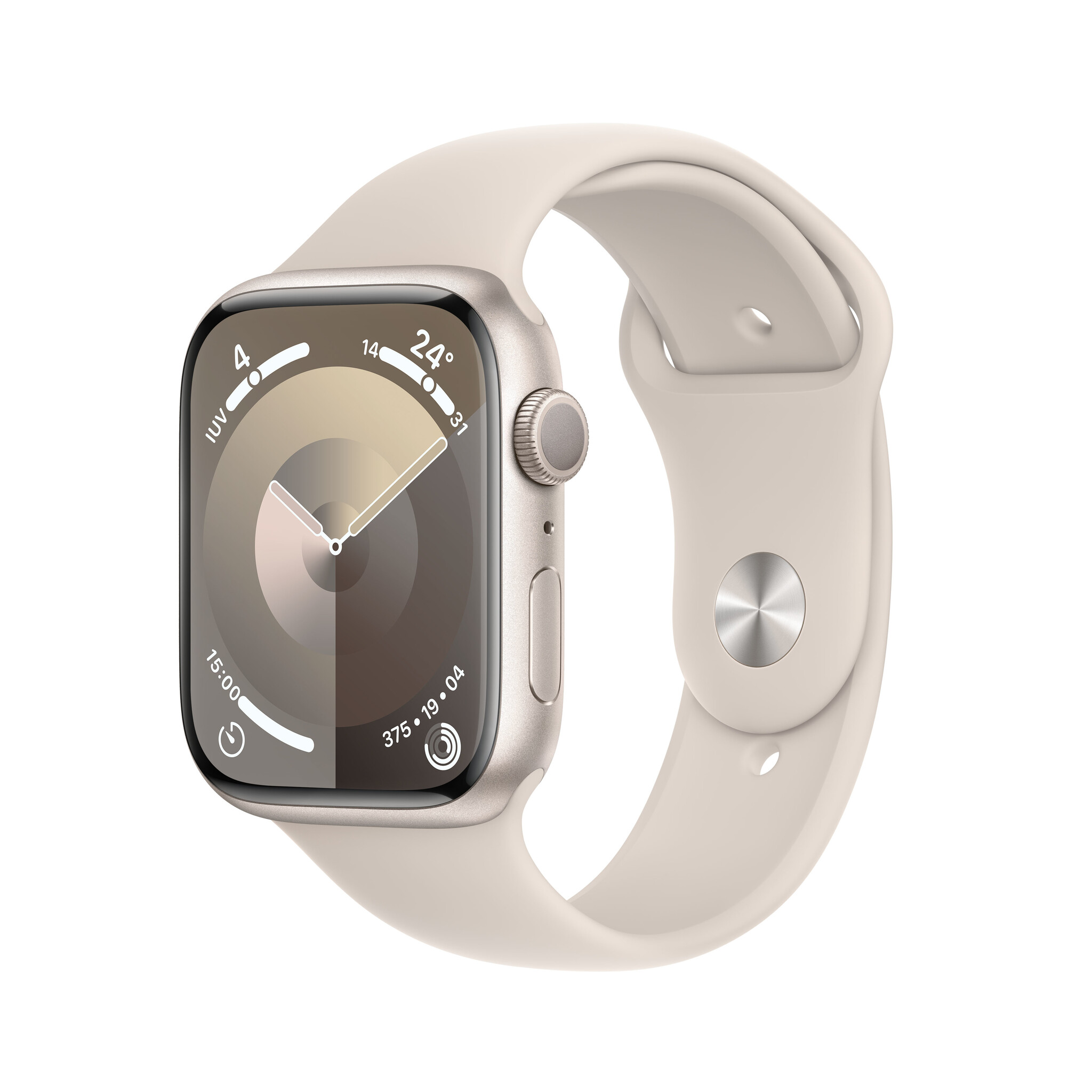 Apple Watch Series 9, 45mm, Starlight Aluminium Case, GPS [2023] – Starlight Sport Band – M/L #366885