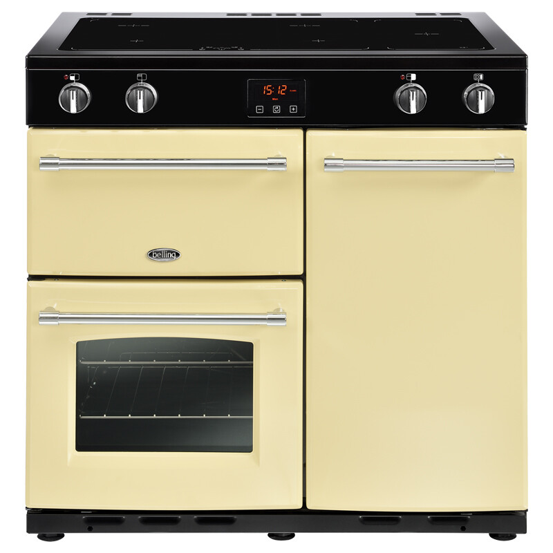 Belling Farmhouse90Ei 90cm Electric Range Cooker with Induction Hob – Cream – A/A Rated #365552
