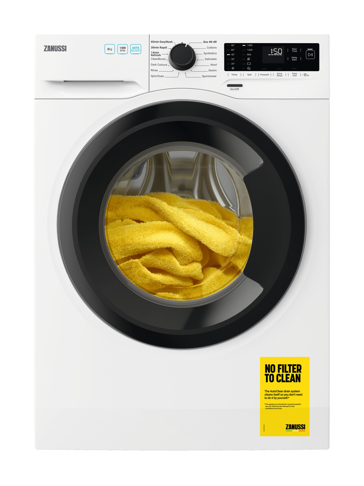 Zanussi ZWF842D1DG 8kg Washing Machine with 1400 rpm – White – A Rated #366959