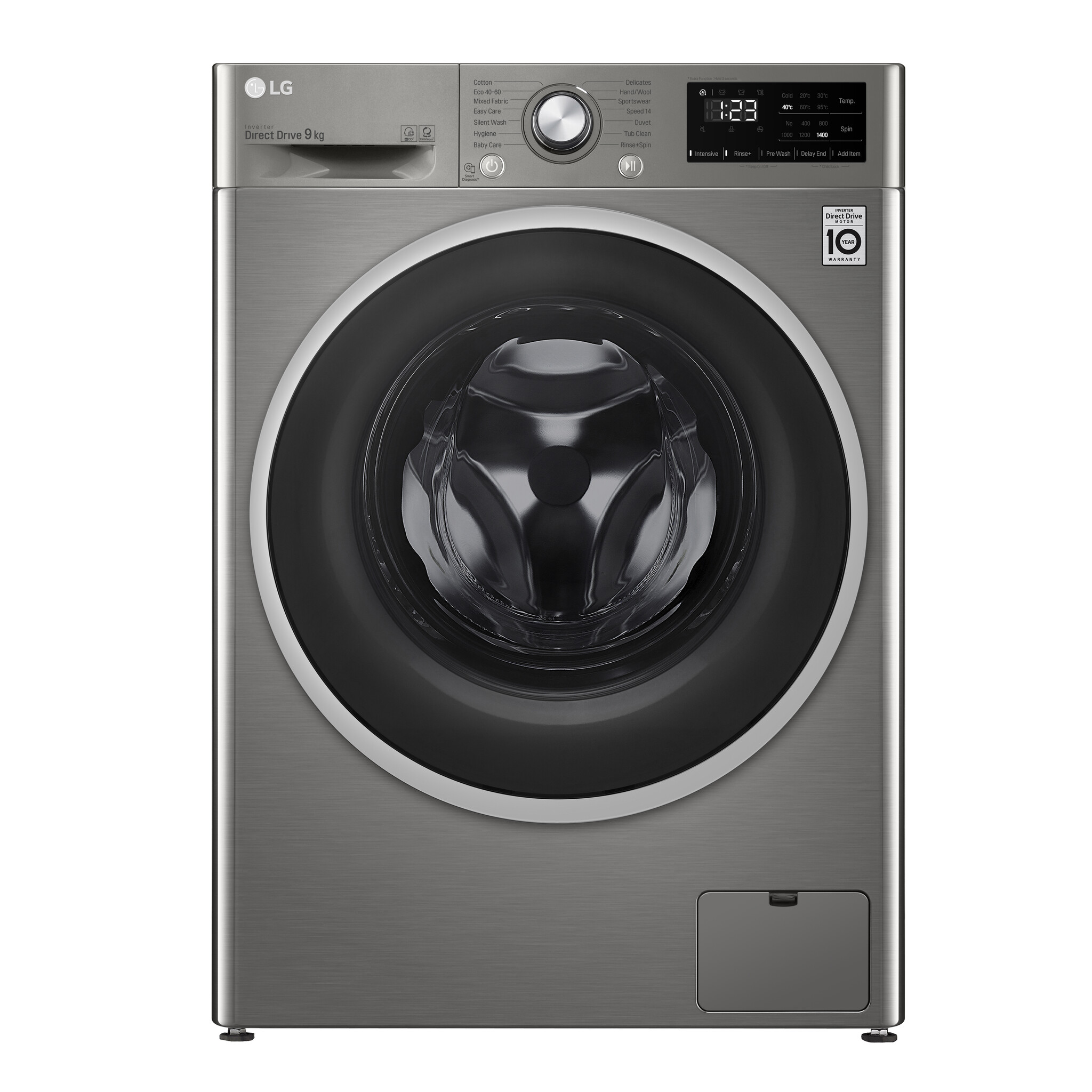LG V3 FAV309SNE 9kg Washing Machine with 1400 rpm – Graphite – B Rated #366432