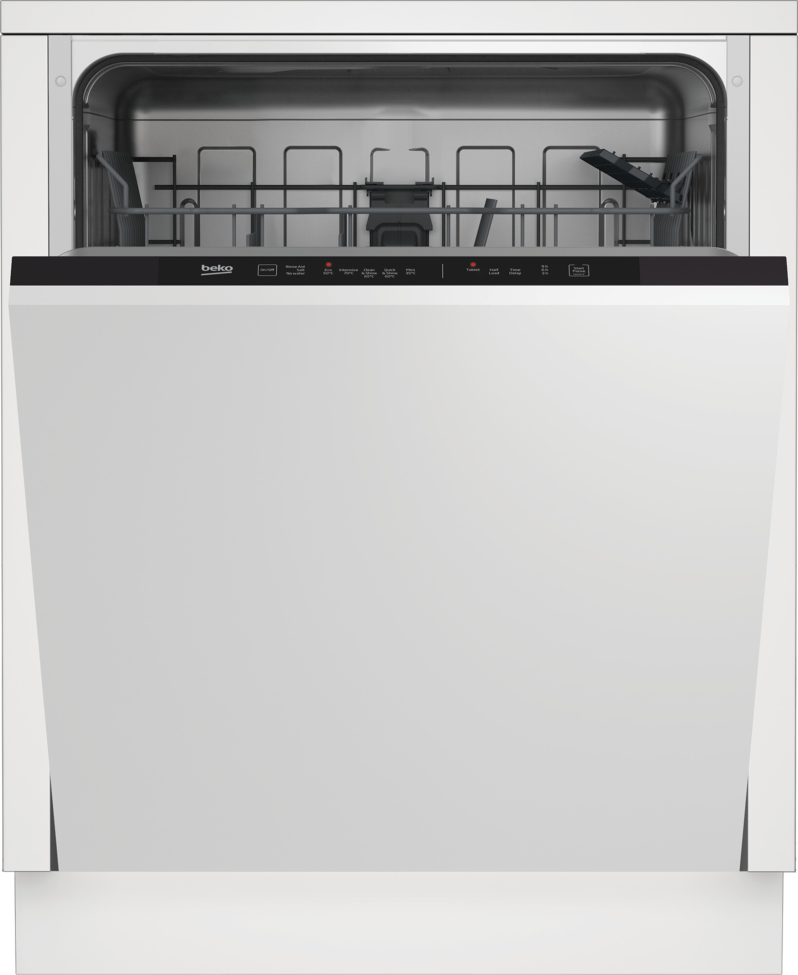Beko DIN15X20 Fully Integrated Standard Dishwasher – Black Control Panel with Fixed Door Fixing Kit – E Rated #367301