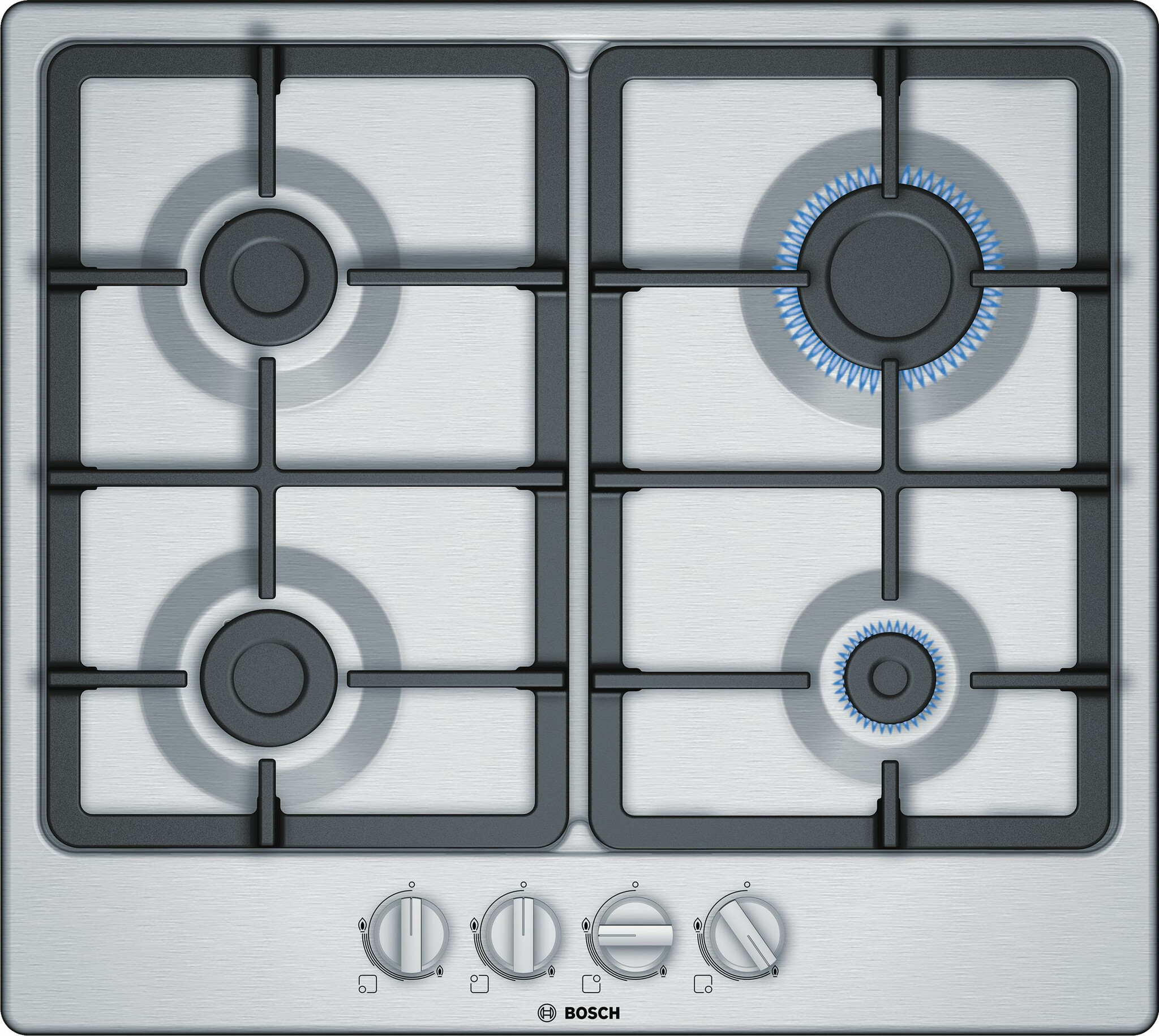 Bosch Serie 4 PGP6B5B90 58cm Gas Hob – Stainless Steel #359597